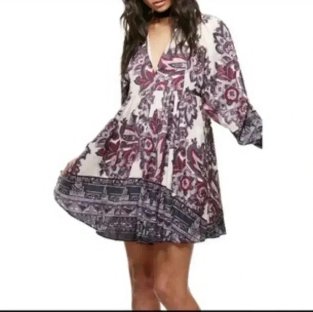 Free People Ivory Comb Mini Dress